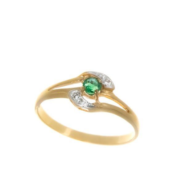Kultainen Smaragdisormus timanteilla